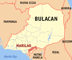 Map of Bulacan with Marilao highlighted