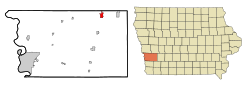 阿沃卡在艾奥瓦州的位置