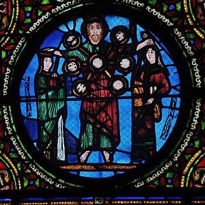 Christ between figures representing church and the synagogue, Basilica of Saint-Denis (12th century)