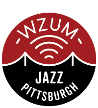 A bridge with signal waves emanating from with, with the text WZUM Jazz Pittsburgh
