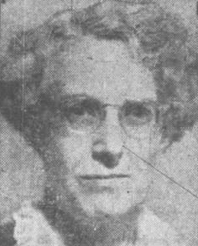 An older white woman with grey hair, wearing glasses, from a 1951 newspaper photo.