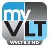 A rounded rectangle divided into blue and gray parts with the word "my" in white and "VLT" in black. Underneath, in white text in a gray tab, "WVLT 8.2 HD".