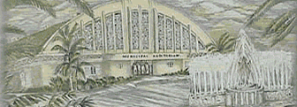 Drawing of the Sarasota Municipal Auditorium by Richard Capes