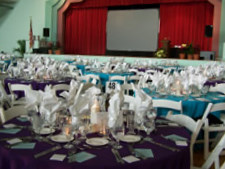 Interior, set for a gala, hosted by a community organization