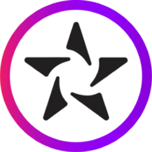 Logo of the esports organisation ORDER, featuring a stylised black star within a chrome pink and purple circle