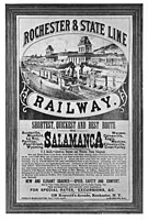 Rochester and State Line Railway advertising poster, circa 1878