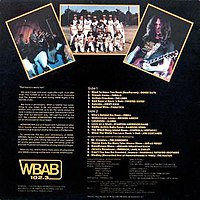 A scan of the back cover of the “WBAB Homegrown Album” from 1981.