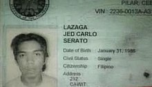 A Filipino ID card, belonging to Lazaga