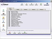 Screenshot of SpySubtract Pro, version 2.61