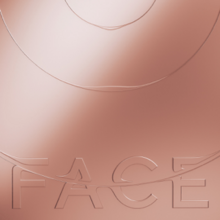 The lower portion of a copper-toned series of concentric circles, through one of which the word "Face" appears