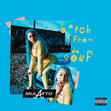 In the cover artwork for Mulatto's 2019 single "Bitch from da Souf", a collage of photos and logos appears; in one of the images, Mulatto is shown, wearing a yellow jumpsuit and freshly-dyed blue hair, sitting down on the hood of a blue car in front of a train car. Mulatto's logo and the song title also appear.