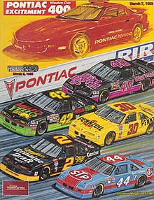 The 1993 Pontiac Excitement 400 program cover, with artwork by NASCAR artist Sam Bass.