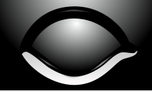 Gray, eye-shaped first-edition Dark Eye logo