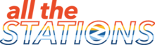 A coloured logo in the colours of a rainbow, with ALL THE STATIONS printed in caps with 'all the' in bright orange.