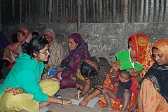 Bangladeshi women undergoing an adult education programme by Bangladesh Youth Leadership Centre.