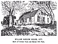 William Harlow House, built in 1677 in Plymouth, made of timbers from the Burial Hill Fort, (meeting place of First Parish Church). From Perkins et al.: Handbook of Old Burial Hill, Plymouth, Massachusetts, Plymouth, Mass., 1902.