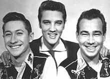 Scotty Moore, Elvis Presley, Bill Black (from left to right)