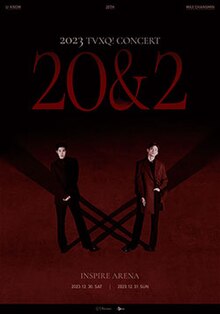 Red vertical image featuring U-Know Yunho and Max Changmin