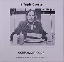 Commander Cody, with an extremely large cheeseburger