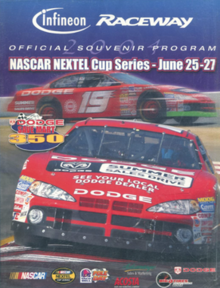 The 2004 Dodge/Save Mart 350 program cover, featuring the cars of Evernham Motorsports.