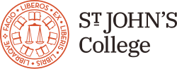 The logo of St. John's College consists of a round seal with the words "St. John's College" arranged by it's side. The design of the seal consists of seven books arranged around a scale (balance) in the center. Around the seal are the words Facio liberos ex liberis libris libraque, which is the College's motto in Latin.