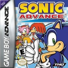 Cover art, depicting Sonic, Tails, Amy, Rocky, and Chao. The game's logo is seen above all characters, and the Sega logo is seen on the right.