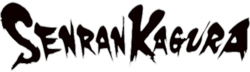 "Senran Kagura" written in stylized black letters