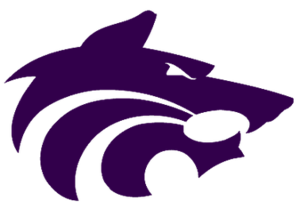 Official logo of Fort Bragg High School, an abstract representation of a wolf's head in the school's official shade of purple