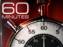 The phrase "60 MINUTES" in Square 721 extended typeface above a stopwatch showing a hand pointing to the number 60.