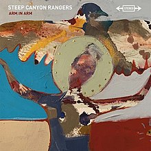 Square with words "Steep Canyon Rangers" and "Arm in Arm" above a painting