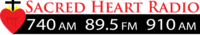 Sacred Heart Radio logo, 740 AM, 89.5 FM, 910 AM.