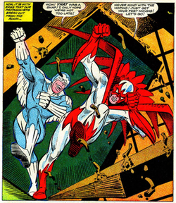 Hawk and Dove breaking through a ceiling