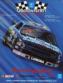 The 1993 GM Goodwrench 500 program cover, featuring Dale Earnhardt.