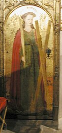 Virgin-martyr Eulalia of Barcelona, the most famous virgin-martyr in Spain, burnt at the stake.