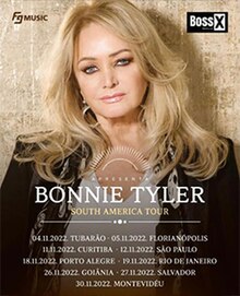 Vertical image featuring an image of Bonnie Tyler and concert dates listed at the bottom.