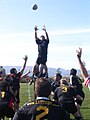 Dave Lockridge secures the line-out vs SLO RFC of San Luis Obispo, CA