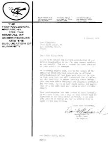 Letter to Lee Klingstein on Thrush Letterhead