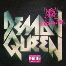 A large, slightly blurry, metallic logo of the duo's name stylized as pointed block letters, with the album name and a small drawing stamped in graffiti style in the top-right and a pink-and-white parental advisory sticker in the bottom-middle, all over a black background.