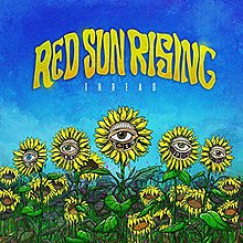 An image of sunflowers with eyes against a blue sky. The band's name and album title appear above in yellow and white respectively.