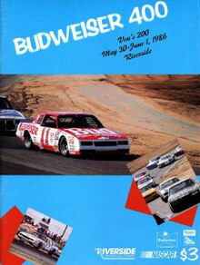 The 1986 Budweiser 400 program cover, featuring Darrell Waltrip.