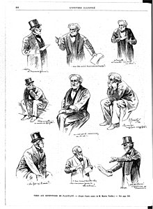 nine drawings of elderly bearded man gesticulating or sitting