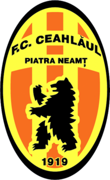 Oval orange-and-yellow team logo, with a stylized bear