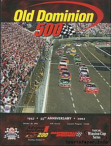 The 2002 Old Dominion 500 program cover.