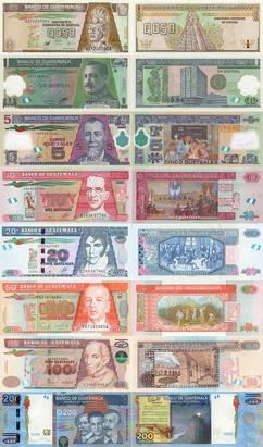 危地马拉现在流通的纸币系列。